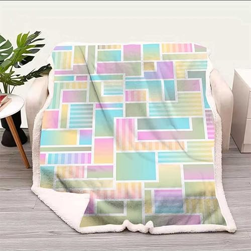 Miniatura 8 de Cobijas Calientes para Invierno Multicolor Gradiente Línea Visual Ilusión Óptica Divertida Manta de invierno suave, afelpada, esponjosa, para sofá,