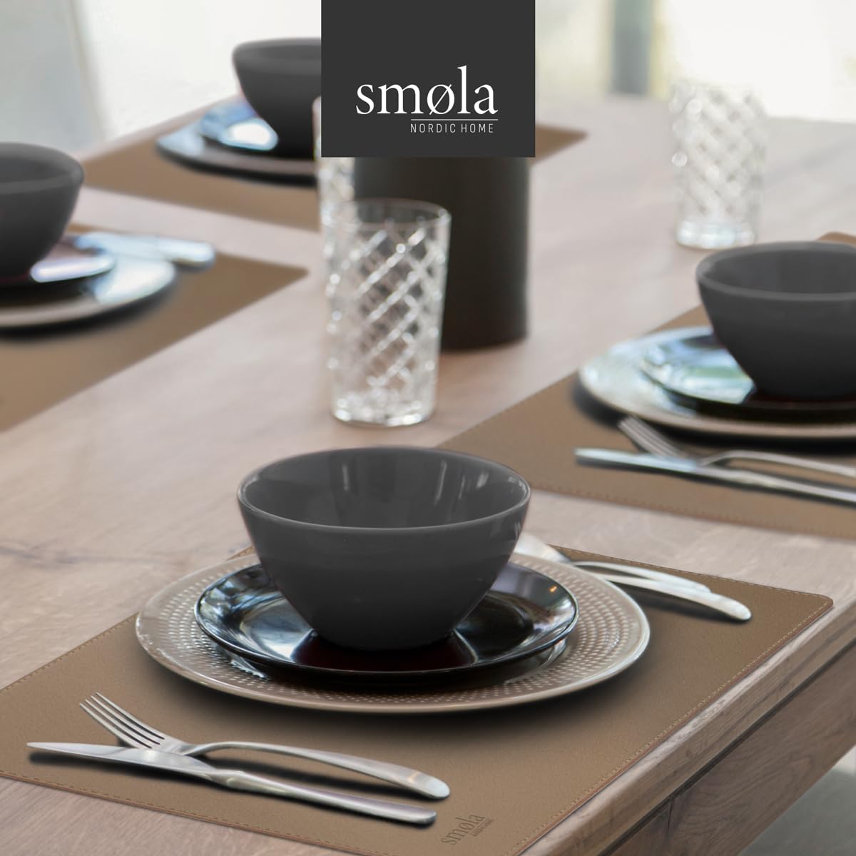 Set 4 Tovagliette In Pelle PU Lavabili - Sottobicchieri Effetto Pelle Per Tavolo - Marrone/Oro - Reversibili E Termiche