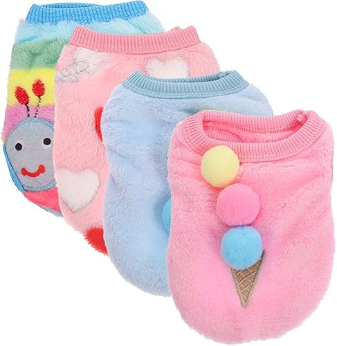 POPETPOP 4 piezas de ropa de conejo, suéter de invierno para perros pequeños, abrigos cálidos de invierno, ropa para mascotas, chaleco de conejo,