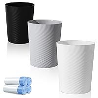 Vista 8 de UUJOLY Cubo de basura pequeño para baño con bolsa de basura de plástico, cesta de basura redonda para baños, lavandería, cocinas, oficinas