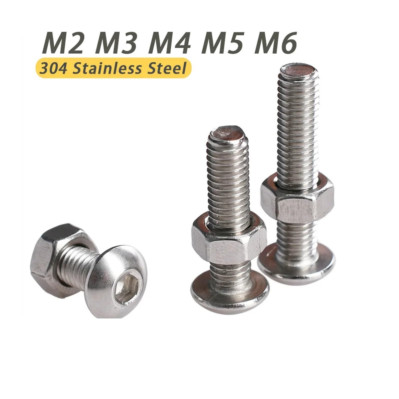 M2 M3 M4 M5 M6 Schraubensatz 304 Edelstahl Schrauben Muttern Set Gewinde Sechskant Motorrad Verkleidungsschrauben Sortiment(M6 (120Pcs))