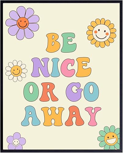 Divertida decoración de pared moderna  Groovy Funky Wall Art  Boho-chic  Decoración de habitación preppy estética  Impresión retro vintage  Arte pop