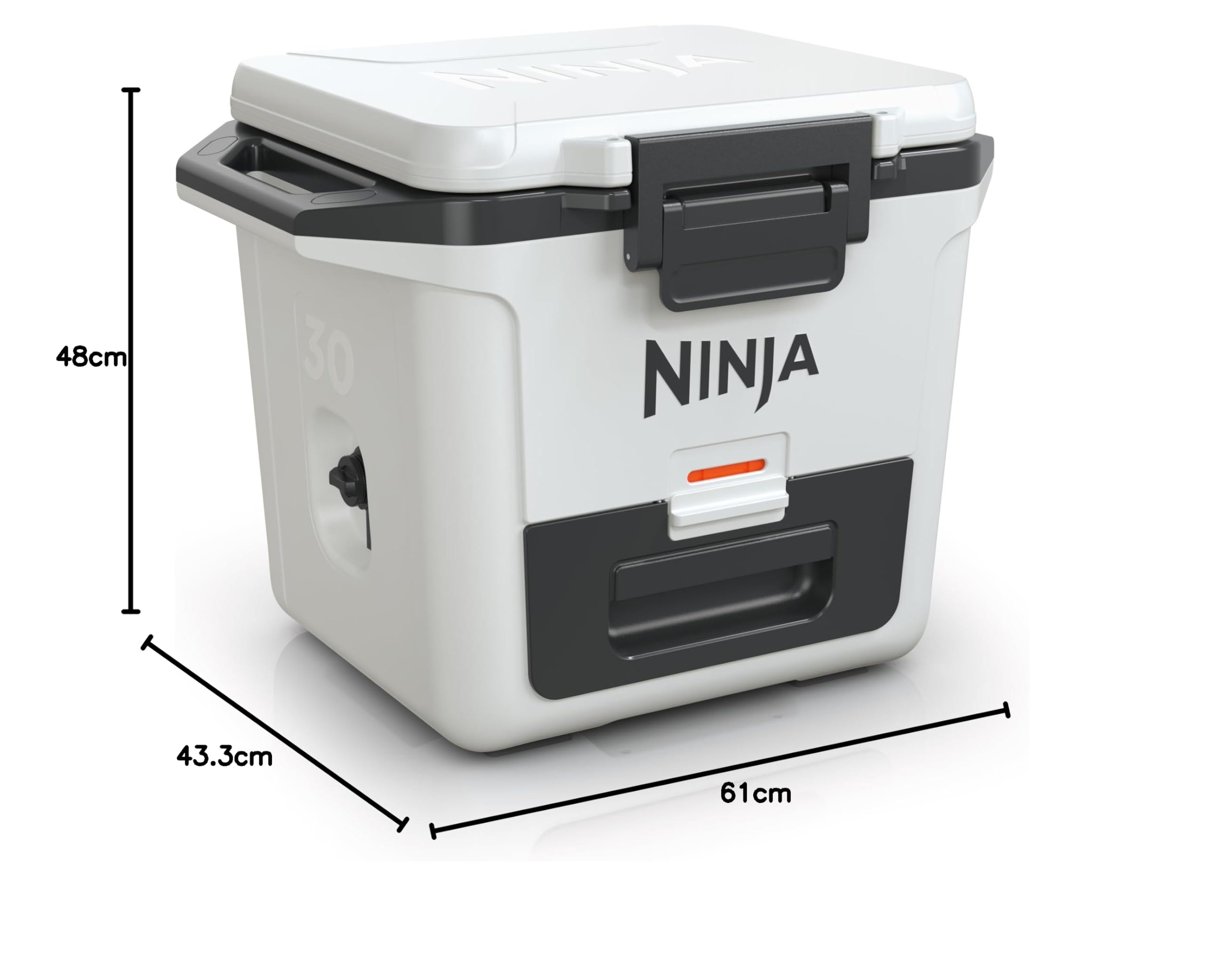 Ninja FrostVault Hard Cooler 28 l, lodówka, izolowany pojemnik chłodzący, utrzymuje lód do 5 dni, szuflada do przechowywania na sucho w temperaturze lodówki, zmieści 48 puszek, biała FB131EUWH