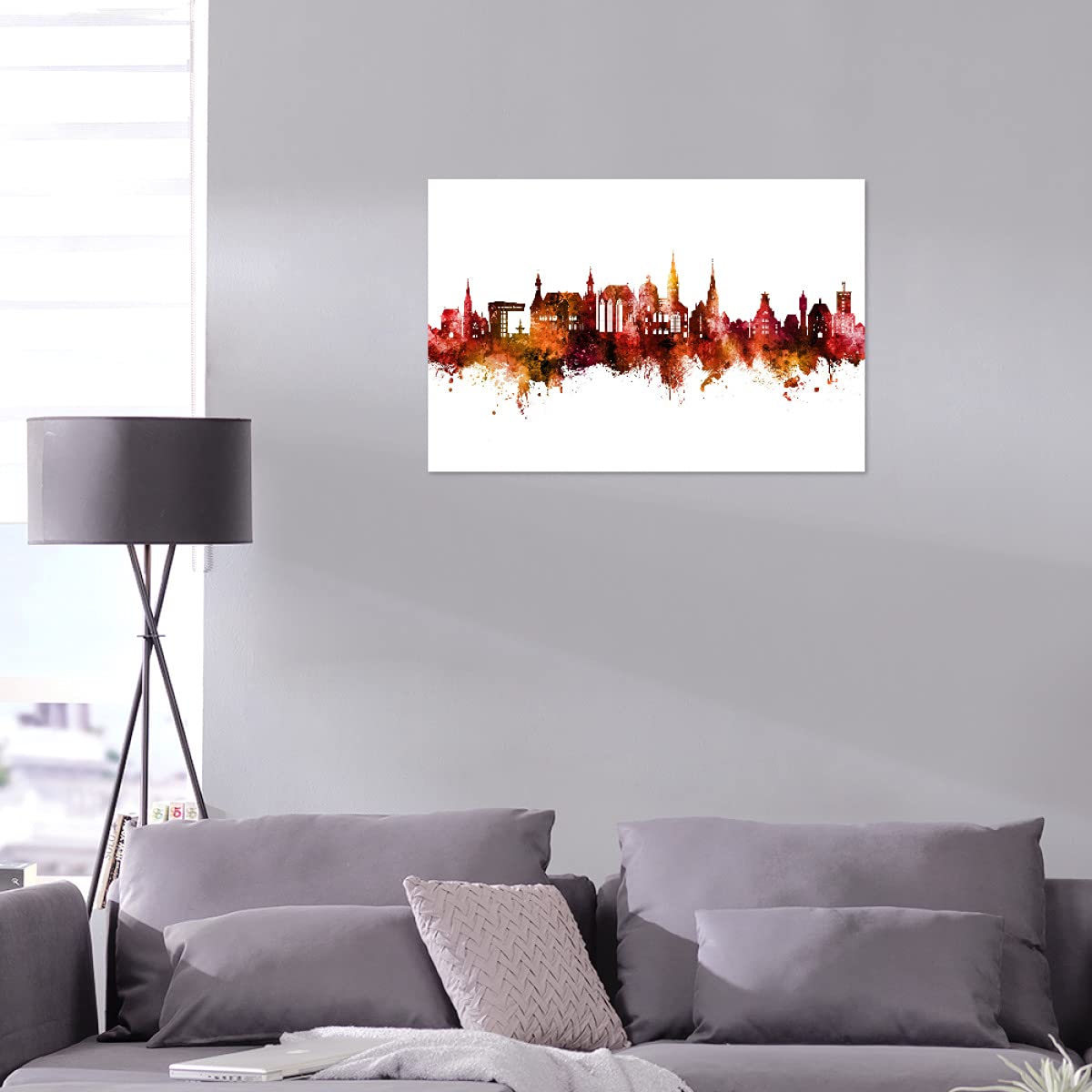 artboxONE Alu-Print 60x40 cm Aachen Germany Skyline Red von Künstler Michael Tompsett