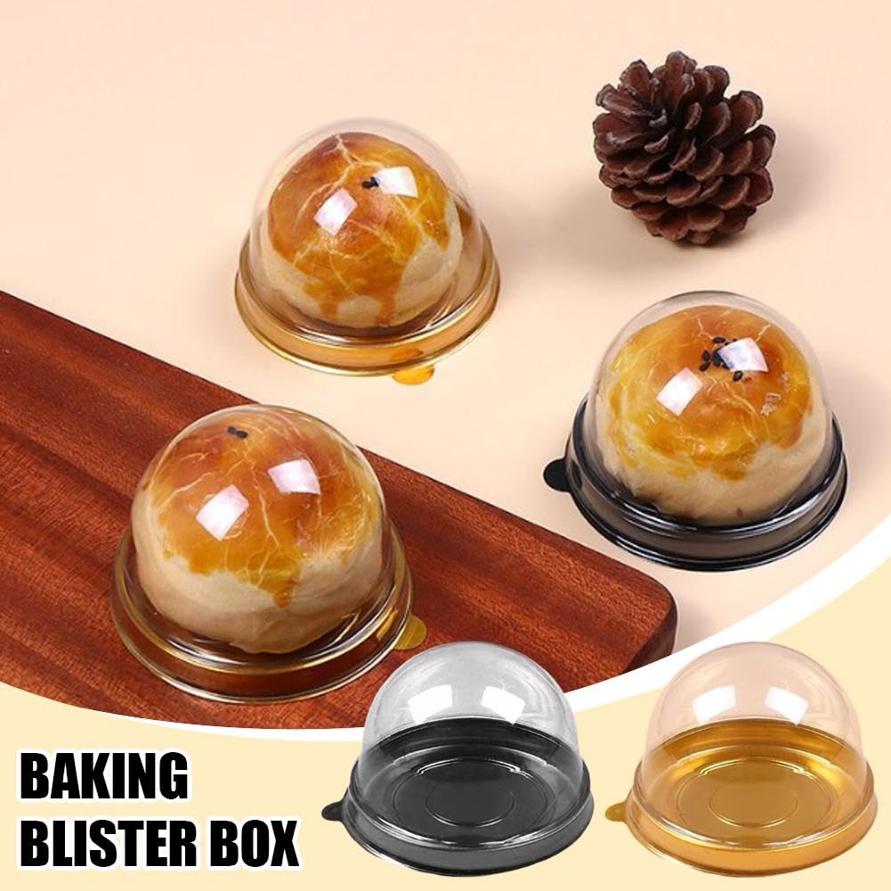 Contenitori trasparenti per cupcake, 50 pezzi, 6 x 4 cm, in plastica trasparente, per muffin, formaggio, pasticceria, dessert, per matrimoni, feste di compleanno (nero)
