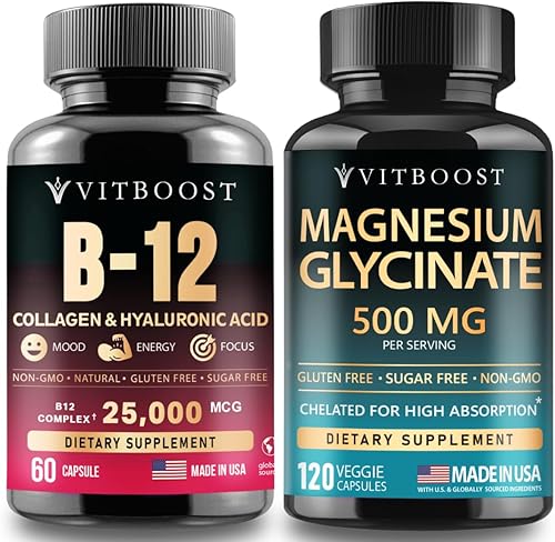 VITBOOST B12 con ácido hialurónico, colágeno con glicinato de magnesio 500mg