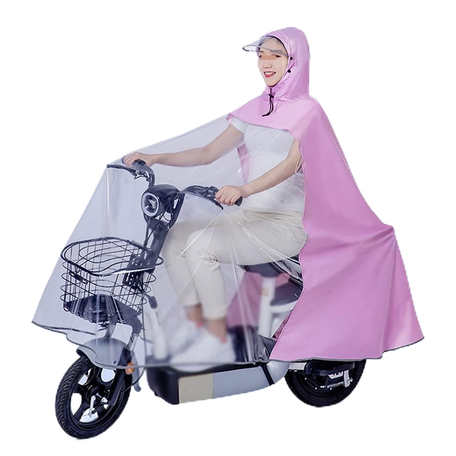 Poncho de pluie imperméable, imperméable pour vélo électrique, moto, transparent, longue cape de pluie imperméable avec bandes réfléchissantes pour le camping