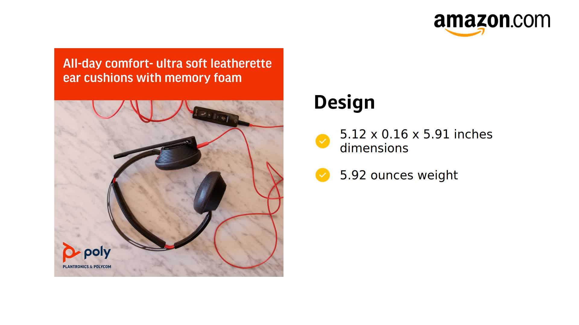 Amazon.com: Plantronics Blackwire 5220 USB-C Headset, On-Ear