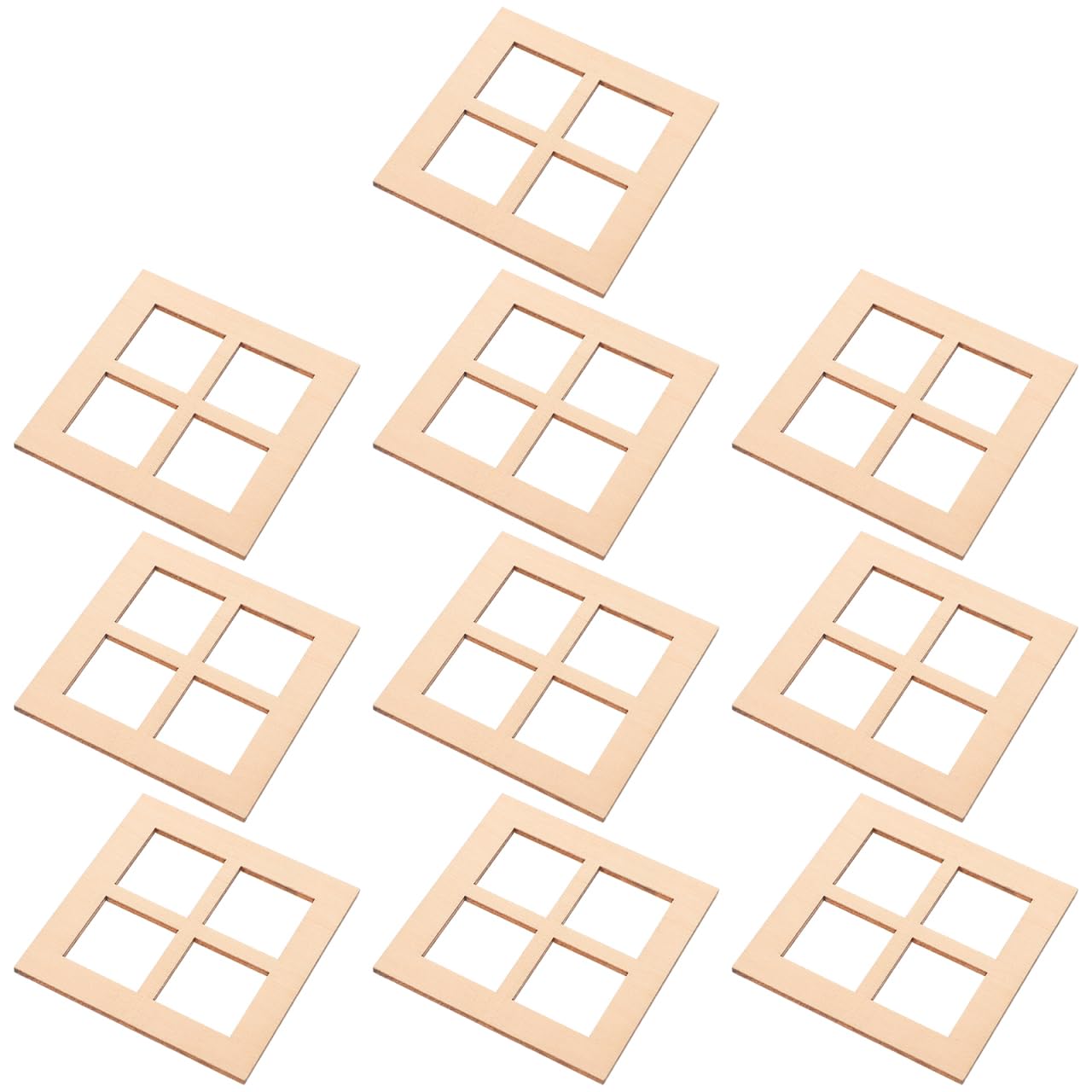 Doll House Windows 10pcs Miniature Dollhouse Windows 1:12 Scale Wooden 4-pane Frames, Mini Dollhouse Furniture Accessories for Pretend Play