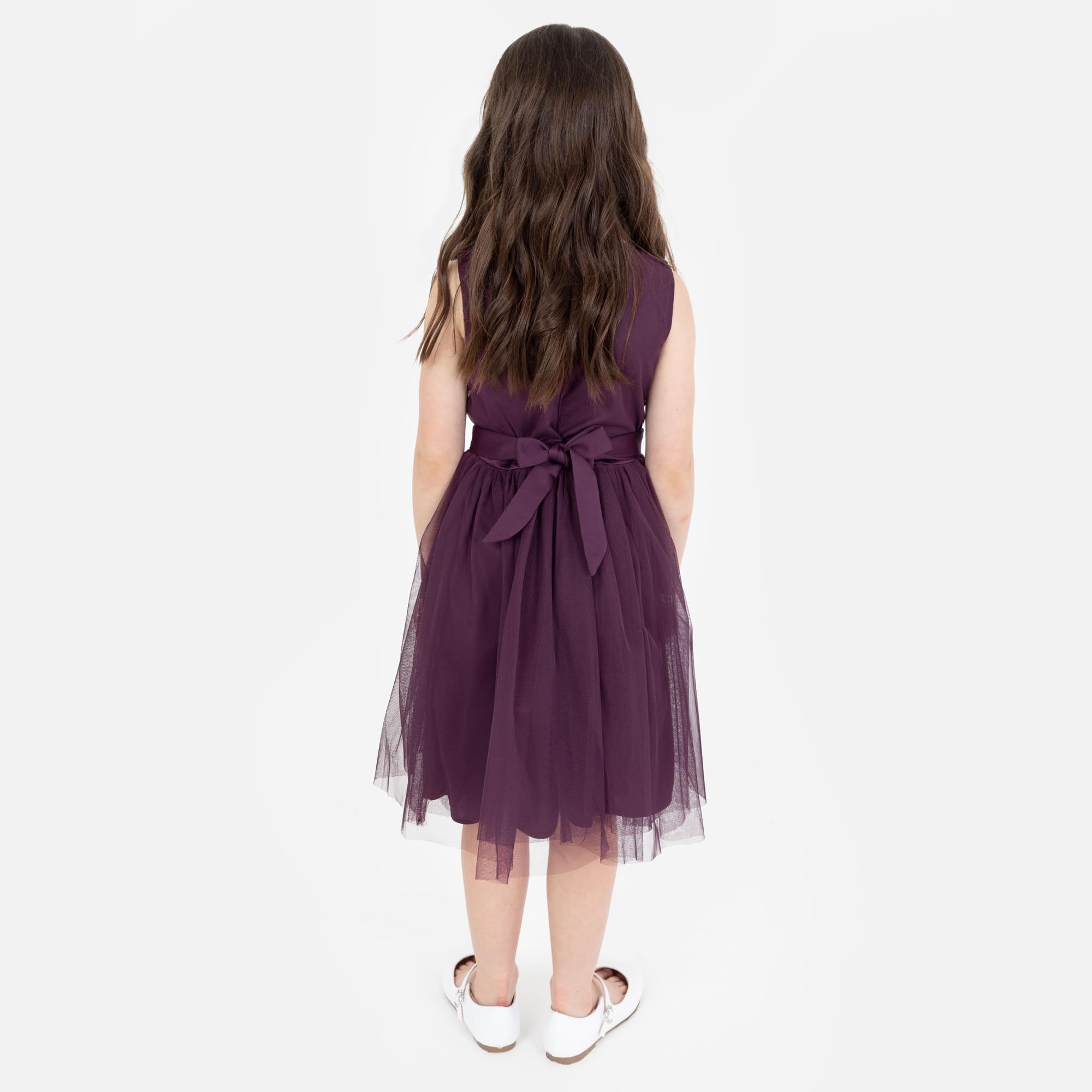 Maya Deluxe Abito Midi Paillettes Impreziosito Partito Tutu Damigelle d'Onore Matrimonio con Fiocco Cintura Vestito Bambine e Ragazze
