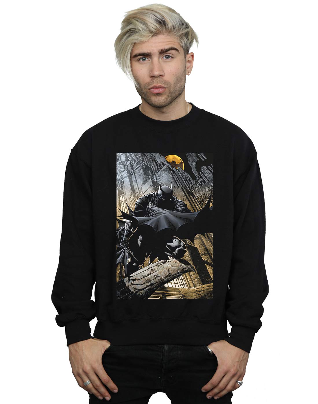 Absolute Cult Men's Black Dc Comics Batman Night Gotham City Sweatshirt Medium