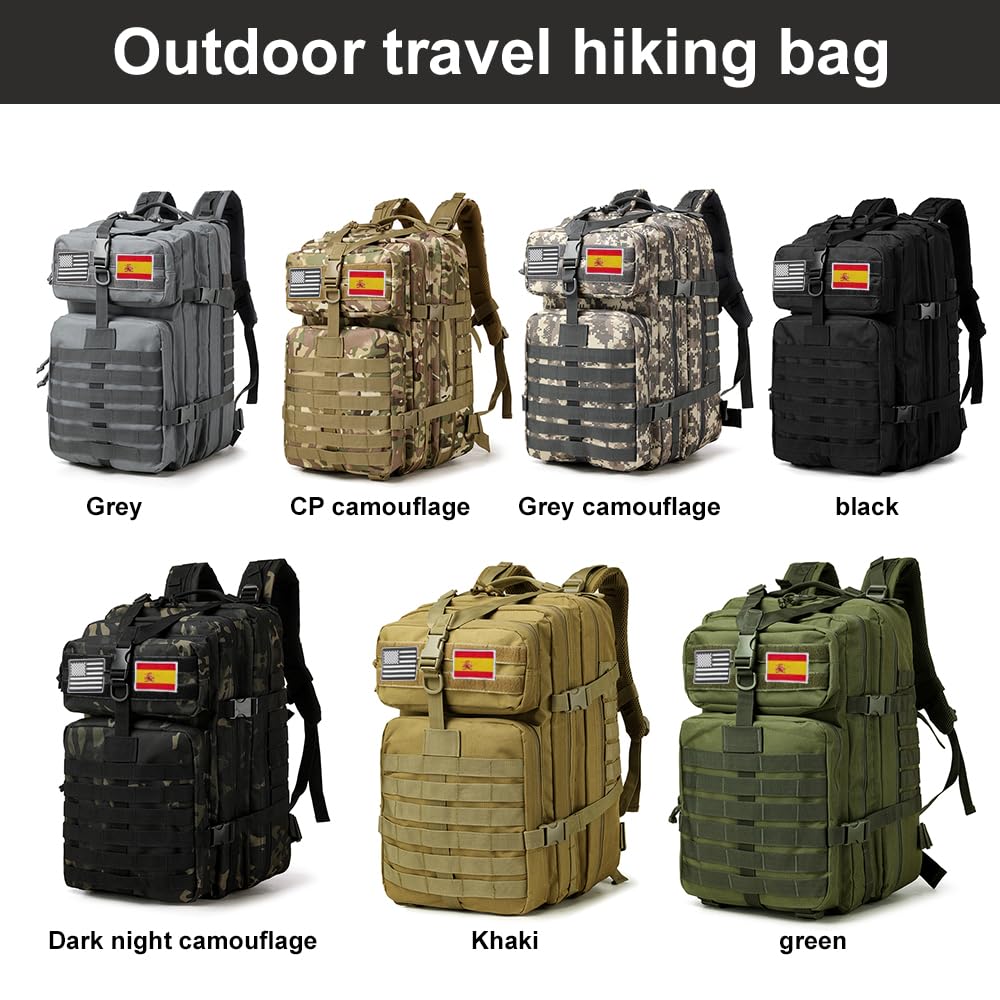 smallrun Mochilas Tácticas Militares 45L Mochila del ejército Gran Capacidad Mochila Crossfit Plegable Impermeable Mochila Montañismo, Senderismo, Acampada (Y NEGRO, Y)