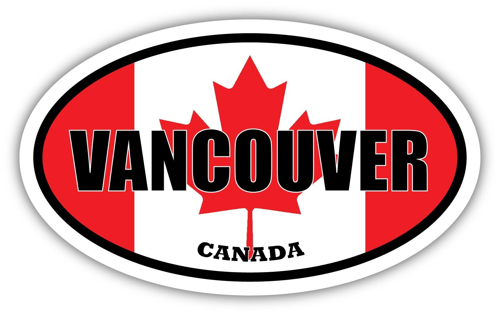 3 Pack 2x3 inches | Vancouver Canada Flag Oval Sticker Construction Toolbox, Hardhat, Lunchbox, Helmet, Mechanic, Luggage