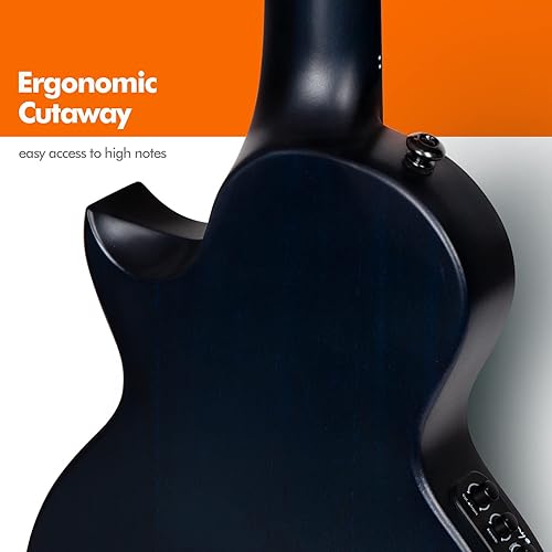 Miniatura 7 de Enya Taimane Moon Signature Ukelele Tenor All Solid Mahogany - Ukelele azul de 26 pulgadas con paquete de recolección AcousticPlus integrado con