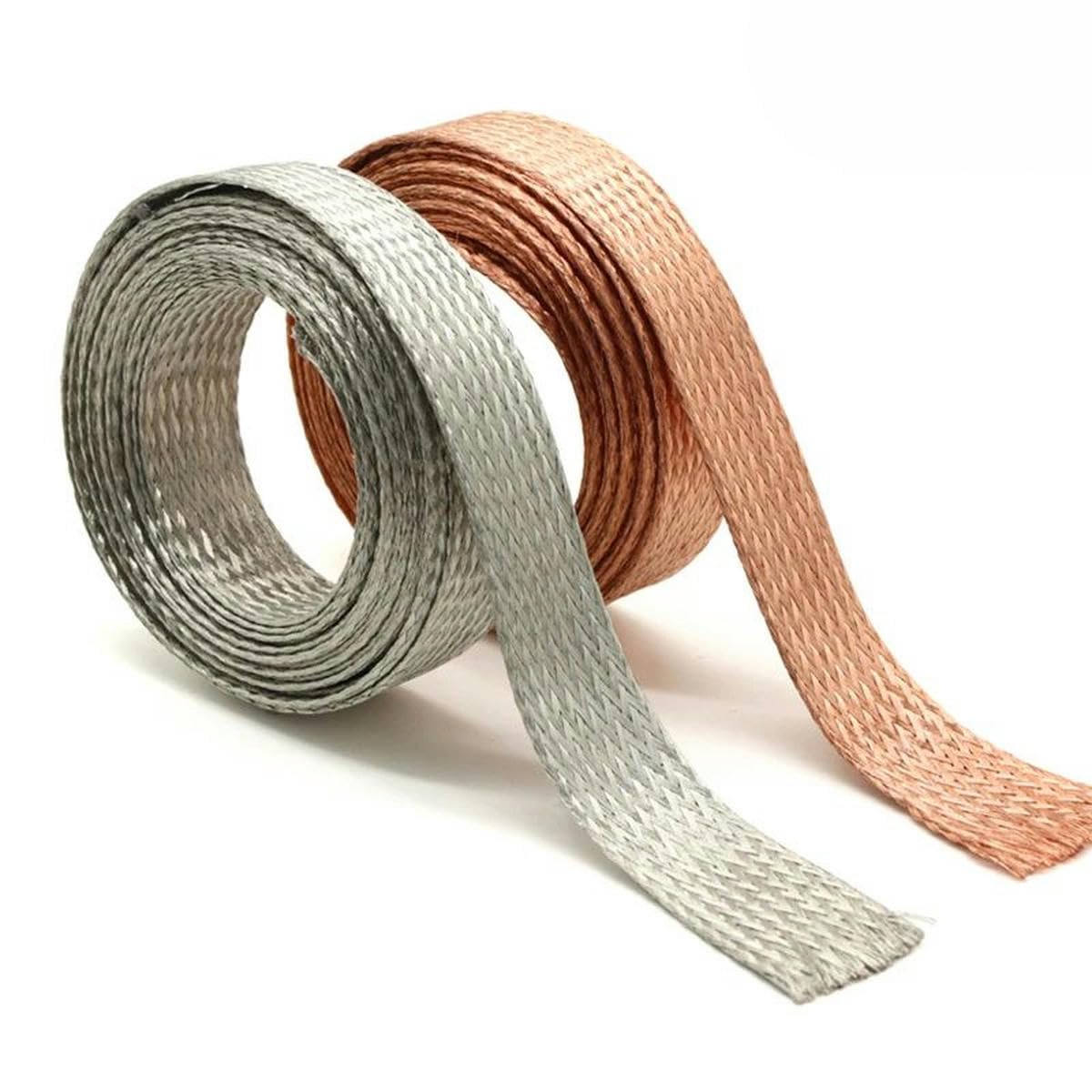 1/2/5 m Manchon tressé en cuivre étamé Largeur de placage 2~28 mm câble de Signal de Blindage Extensible Gaine métallique blindée - cuivre-Largeur 16 mm-5 mètres