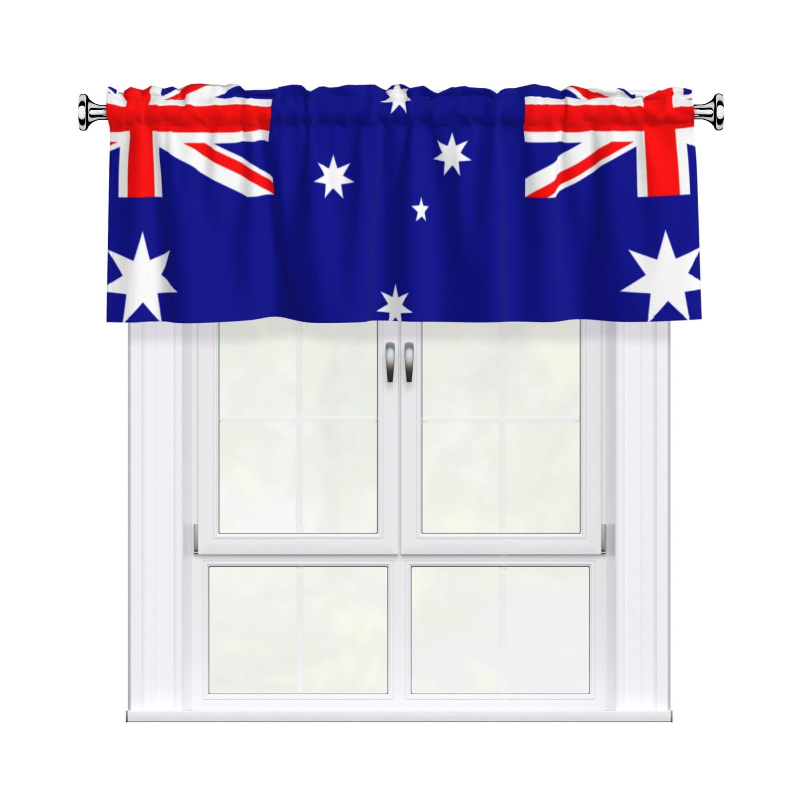 HJFCZH Australian flag Prints Curtain Valance 54x18in - Peach Skin Kitchen Window Layer, Filtered Light & Quick-Install Rod Pocket Cover