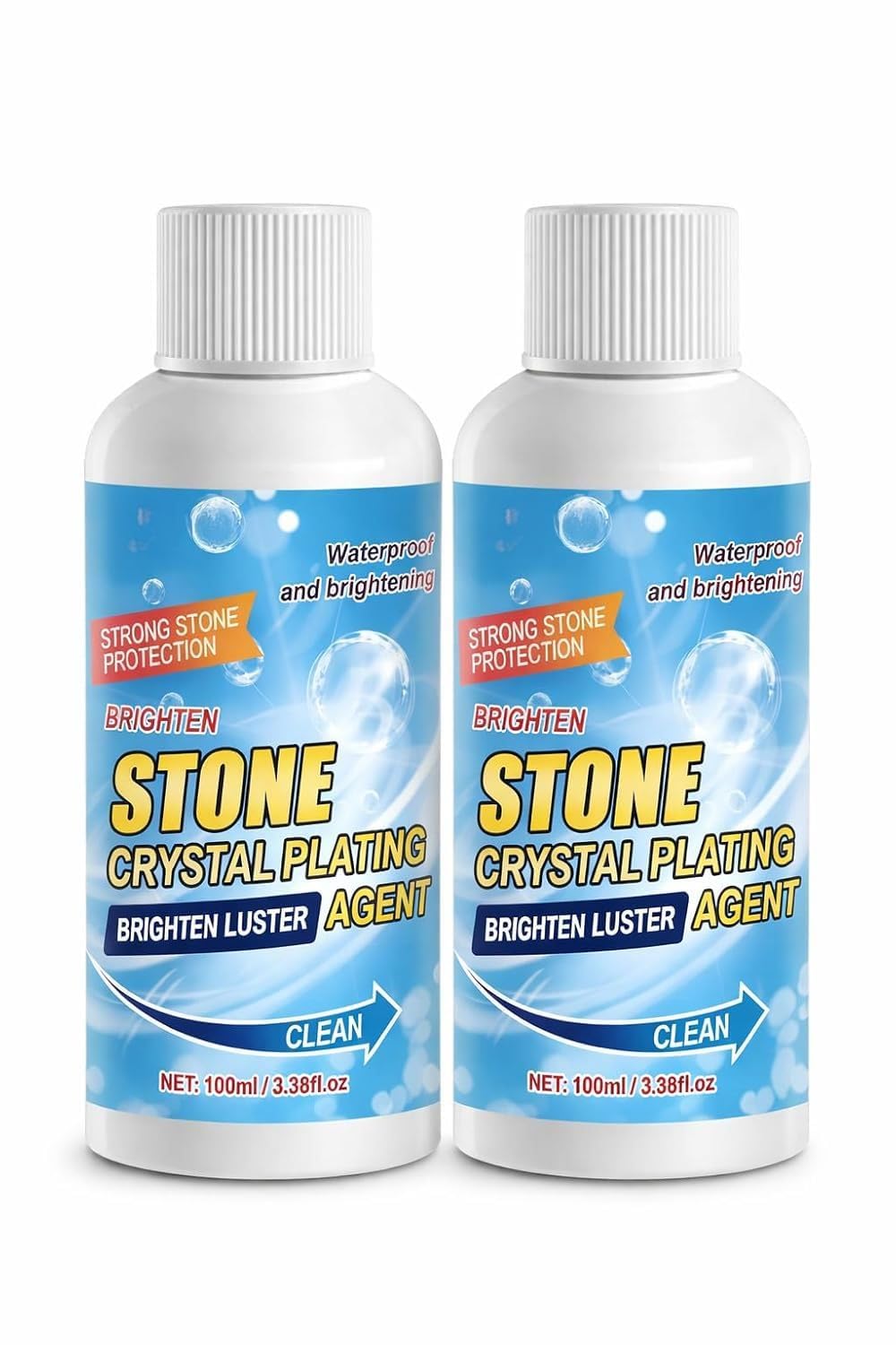 stone crystal plating agent (100ml x 2 pack) | stone stain remover & surface cleaner | marble, granite & tile cleaner | waterproof shine & protection coating (2)