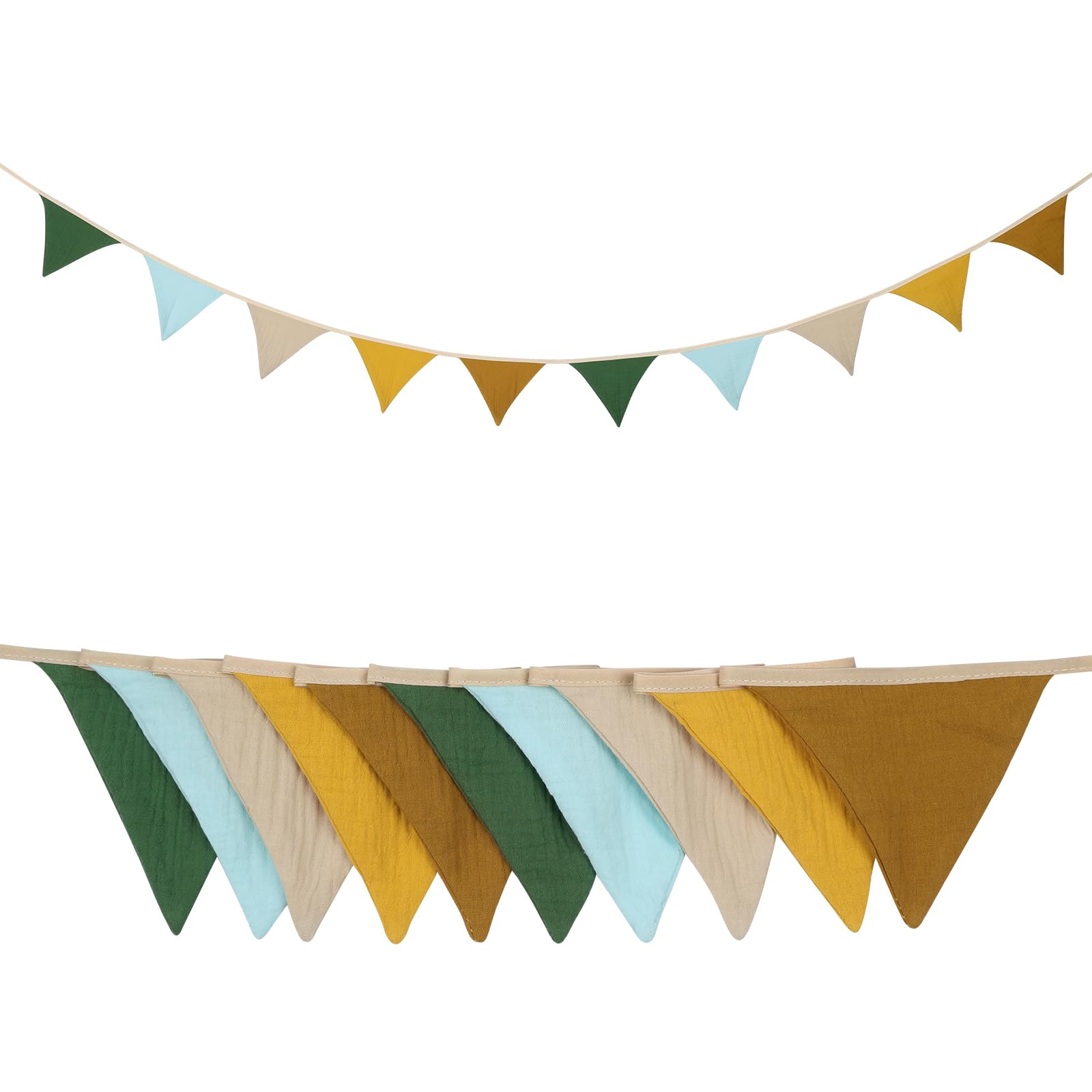 Alaoo Fabric Bunting Banner, 2.6M Triangle Garland Flags, Yellow