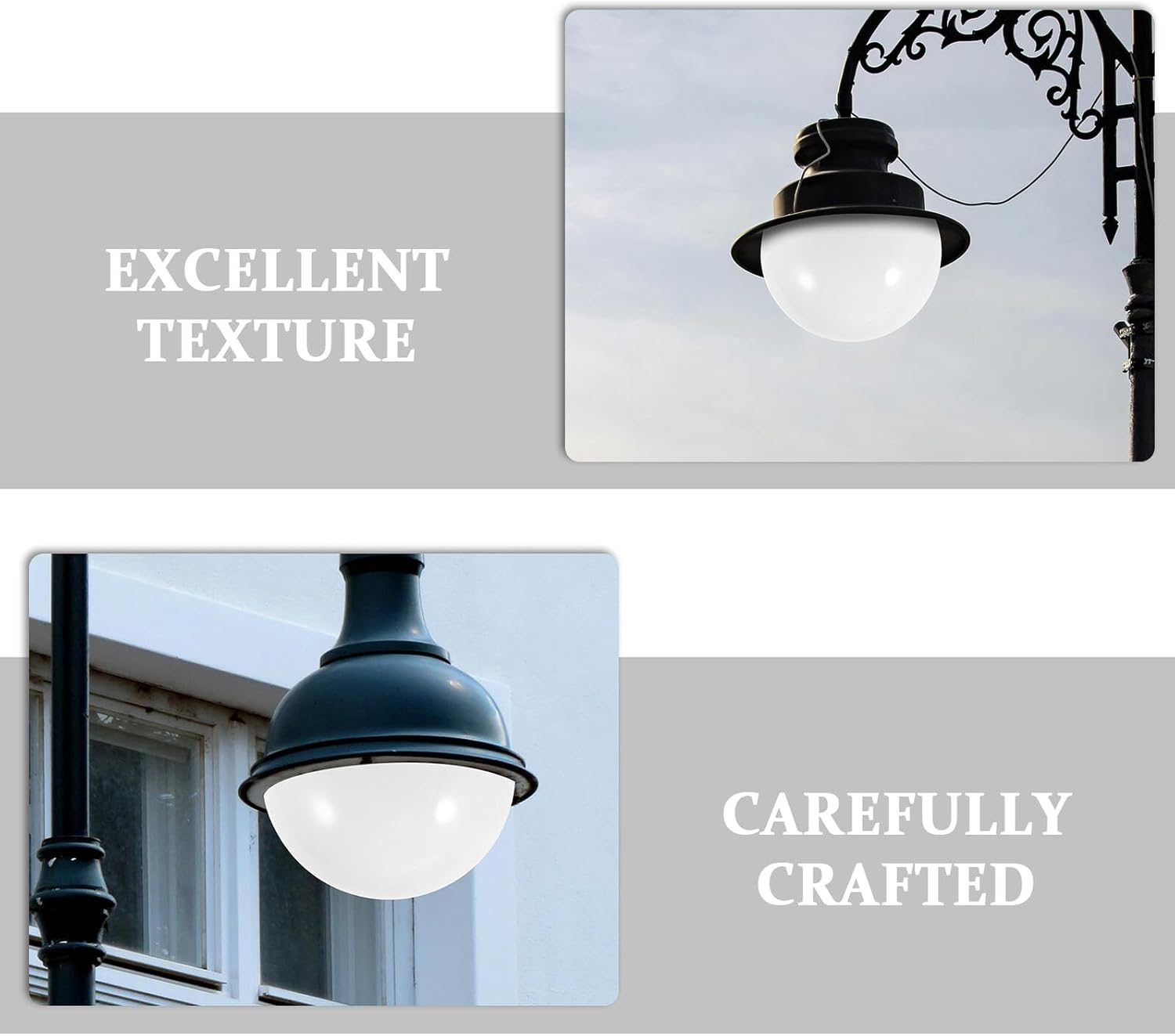 Outdoor Globe Wall Lamp Shade Replacement Acrylic Milky White Spherical Light Cover Post Light Accessory for Garden Porch Weather-Resistant Protection