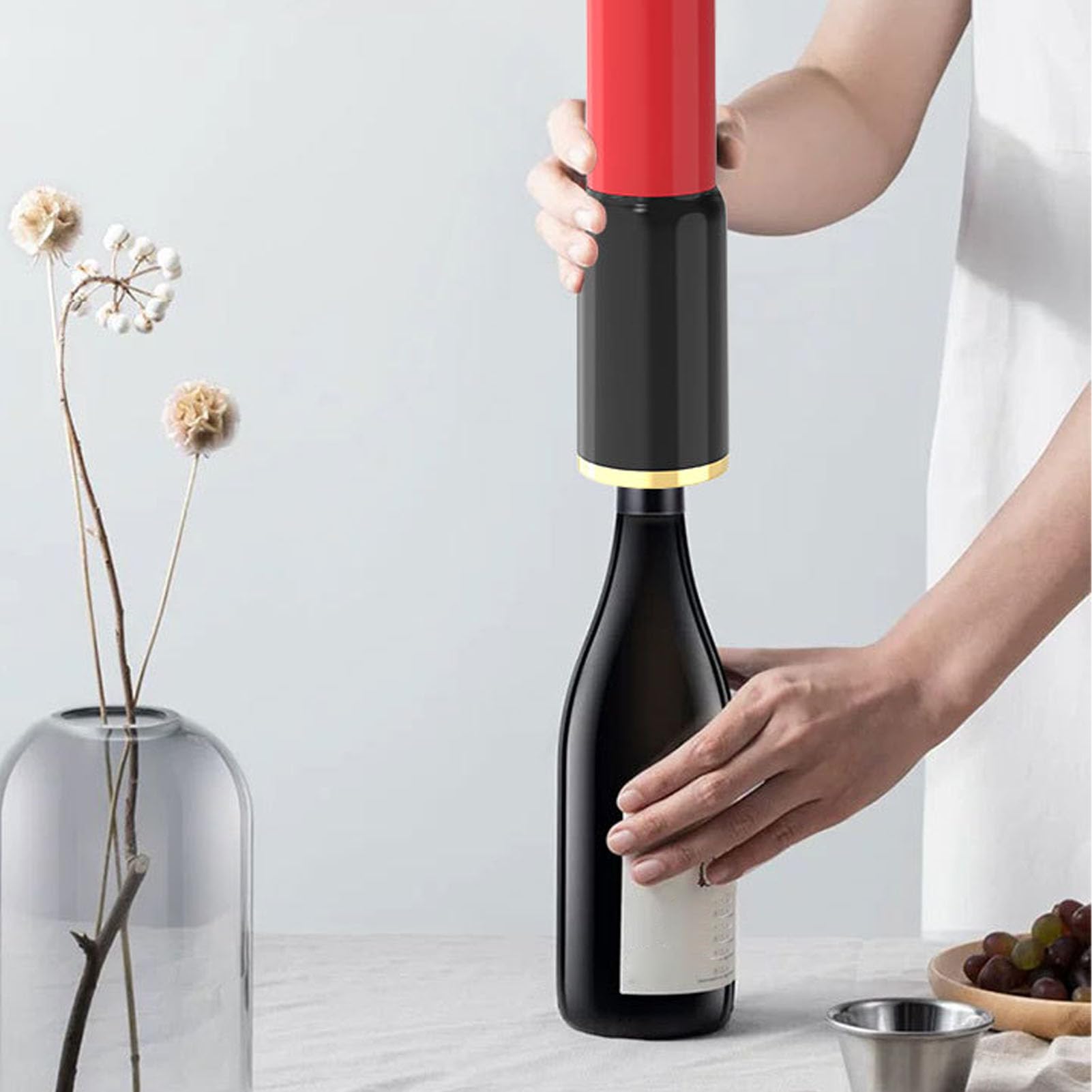 Jiawu Apribottiglie Elettrico, Apribottiglie Automatico per Bottiglie di Vino con Tagliacapsule, 1000mAh Ricaricabile con Pulsante per Rimuovere Cavatappi per Domestica, Feste