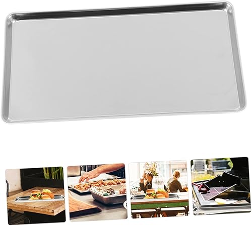 Miniatura 3 de FELTECHELECTR Plato de fideos de arroz de acero inoxidable Recipientes de pizza Contenedores de frutas Bandeja de pastel de galletas Bandeja