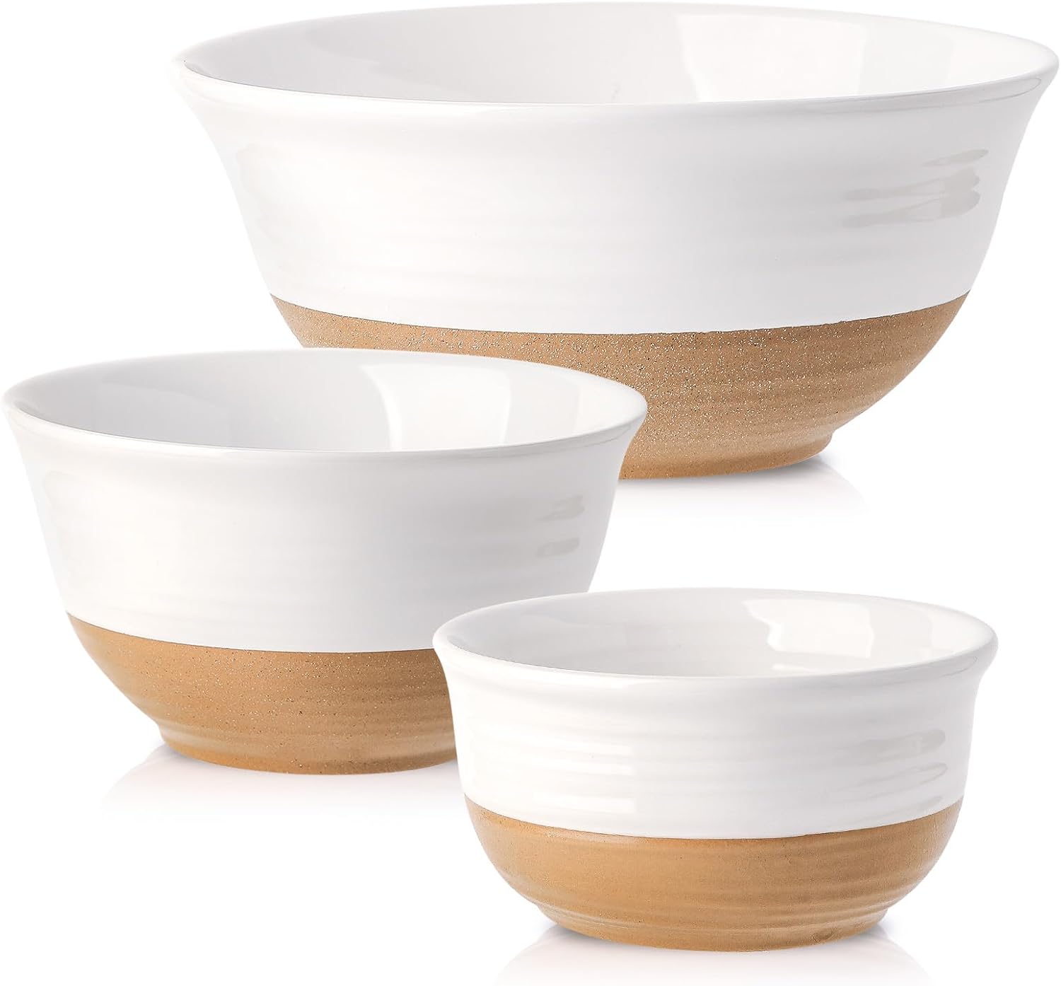 Hasense Ceramic Mixing Bowls Set of 3, large nesting bowls