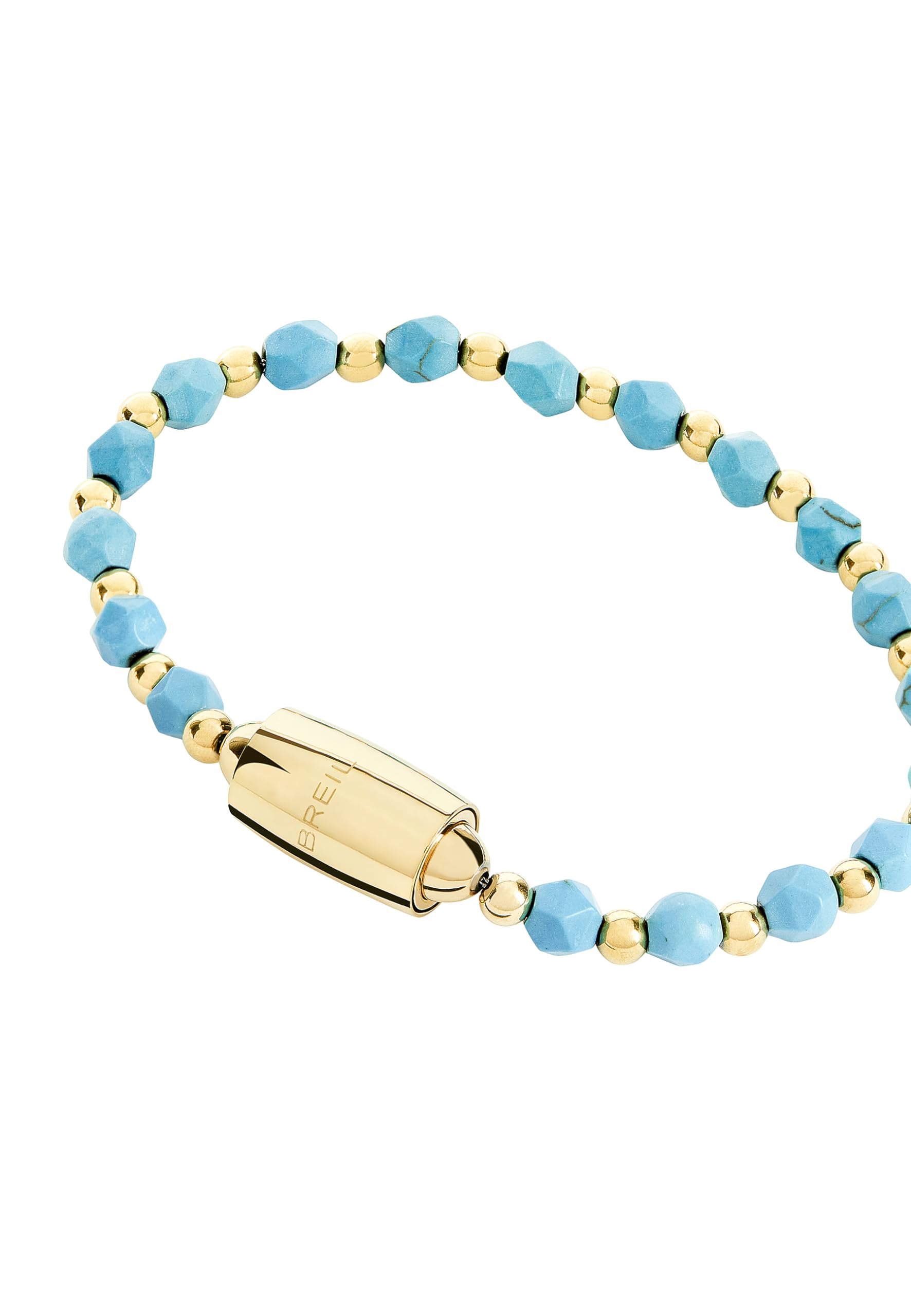 Breil, Collezione Magnetica System, Bracciale Donna Small Sea & Sky in Acciaio Lucido e Sfere in Pasta di Turchese, Pratica Chiusura con Magnete, Misura 19 Cm, Idea Regalo Donna