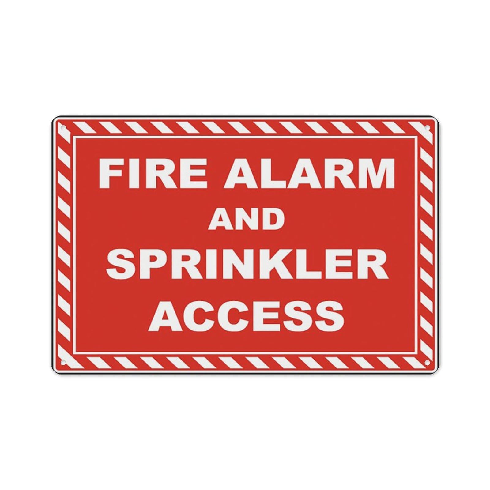 peiyeety Fire Alarm And Sprinkler Access Sign Aluminum Tin Warning Signs For Home Outdoor Garden 12X16 Inches