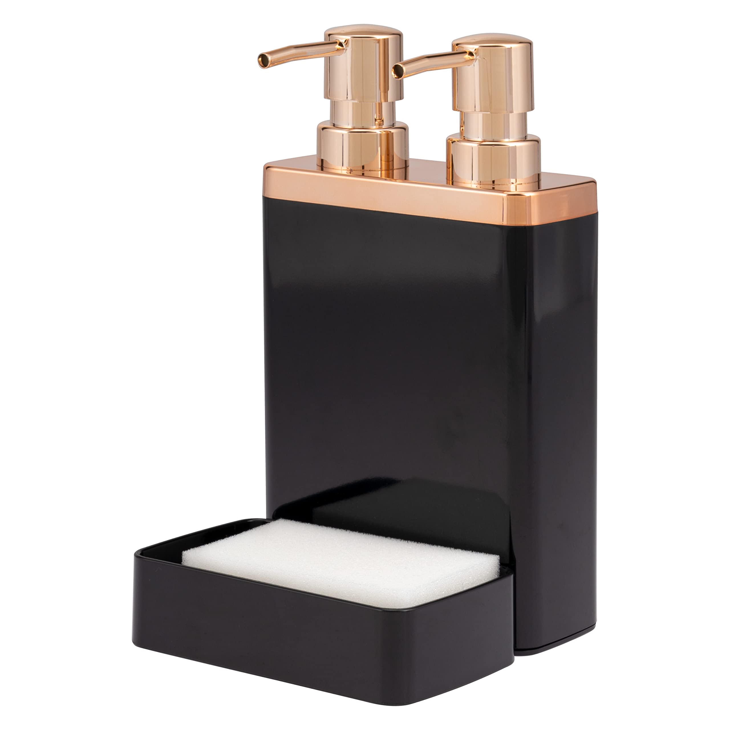 Bremermann Black/Rose Gold Sink Organiser With Double Detergent Dispenser And Sponge Holder ()