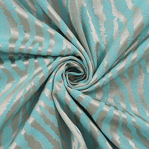 Image of Story@Home Bloom Collection Jacquard Lavish and Modern Rich Animal Print 2 Piece Eyelet Ring top Window Curtain for Bedroom and Hall - 5 Feet, Turquoise