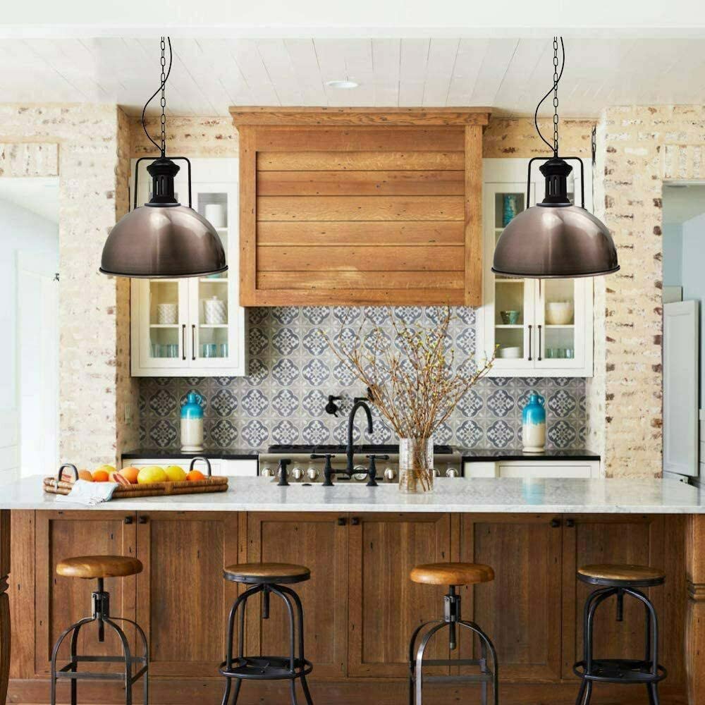 Buy Retro Industrial Ceiling Light Fitting, E27 Pendant Lighting, Hanging Lamp Chandelier Suspended Ceiling Fixture 30cm Large Metal Light Shade For - View #12