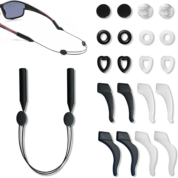 Eskopily Eyeglasses Ear Grippers Set, 21 PCS Anti Slip Eyeglasses Holder Strap and Grip for Behind the Ear, Comfortable Silicone Holder for Sunglasses Presbyopia Glasses Sports Glasses