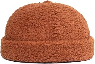 KEKY Winter Fleece Beanie Hat Cute Teddy Style Brimless Watch Hats for Women Men Faux Fur Docker Caps Skullcap (Brown), One Size