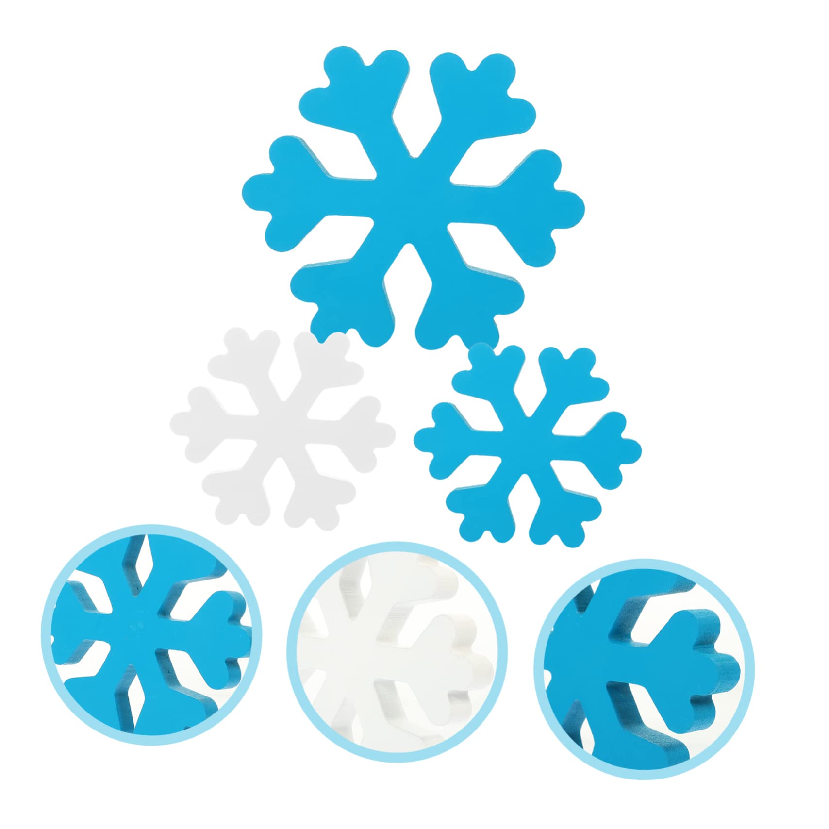 TOPBATHY 12 Stk Schneeflockendekoration Weihnachtsbaumanhänger Zum Aufhängen Rustikale Winterdekoration Dekorative Schneeflocken Blaue Weiße -mittelstück Holz