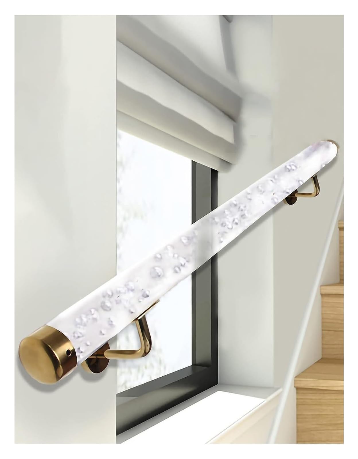 Main courante d'escalier transparente en acrylique de 230cm avec supports