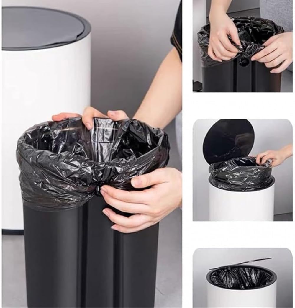 【丸型ステンレス】フタ付きゴミ箱 ペダル式｜8L/12L ソフトクローズ 音無し密閉 消臭機能 キッチン・リビング・トイレ・オフィス