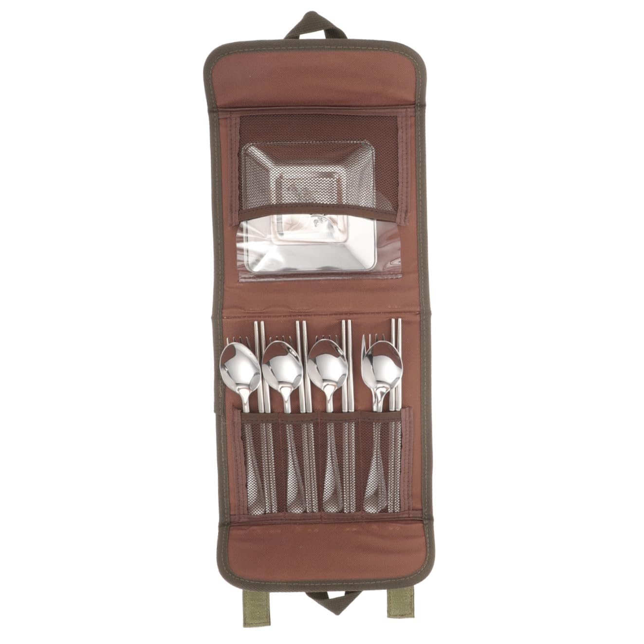 YARNOW Posate in Acciaio Inox Per Campeggio Barbecue e Picnic Con Cucchiaio Forchetta Bacchette e Piatto Leggero e Portatile in Custodia