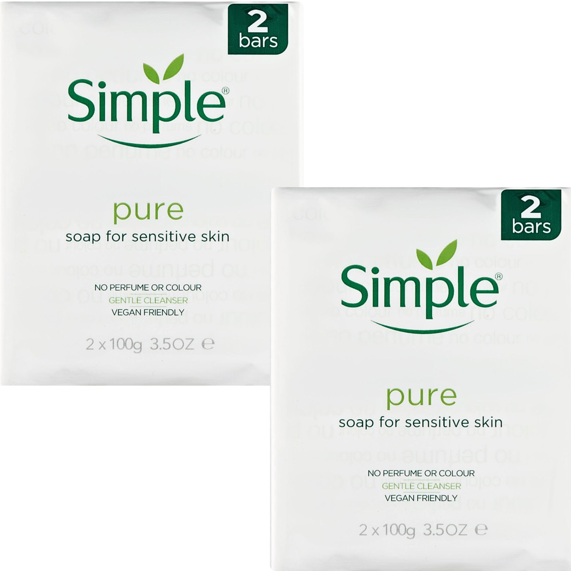 Bar Soap Bundle for Sensitive Skin, Gentle Cleanser, 2 x 100g (2 Pack)