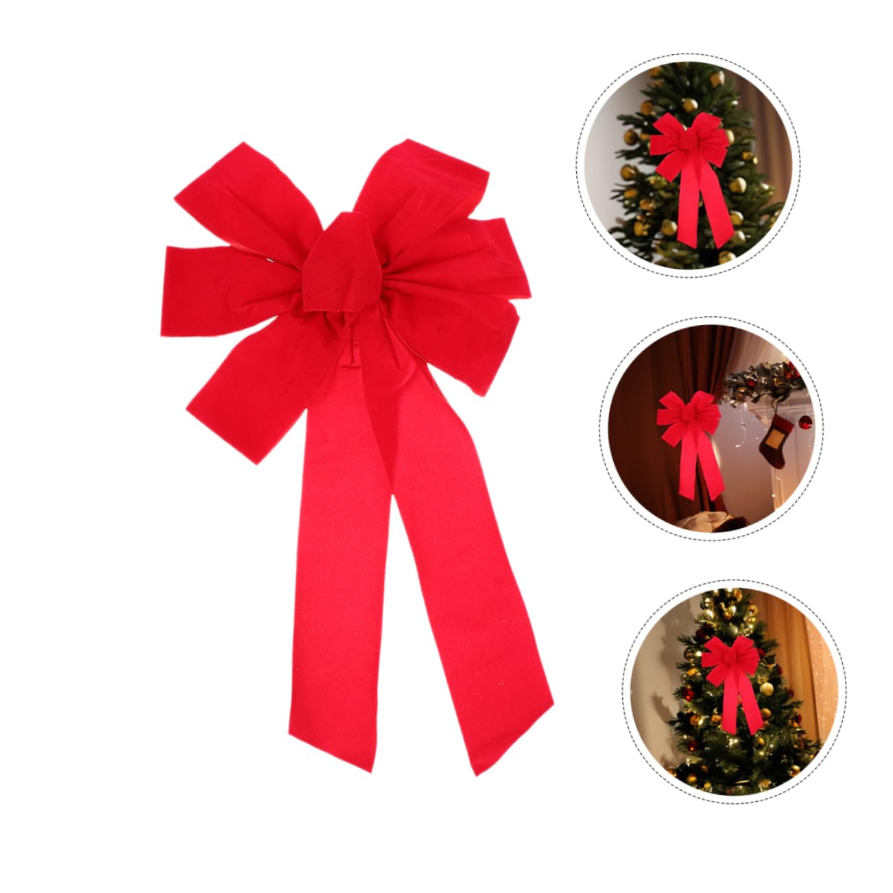 ULTECHNOVO 10pezzi Fiocchi di Velluto Rosso Grande Decorativo Fiocchi per Albero di Natale Velluto Natalizi