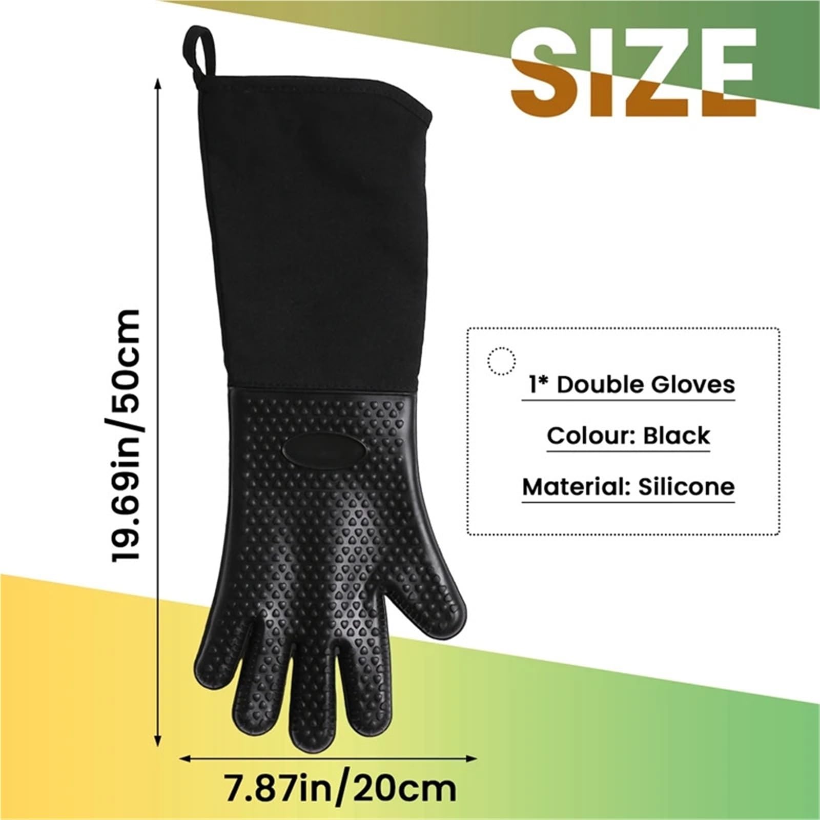 MRKU Guantes de Cocina extralargos de Silicona Profesional, Resistentes al Calor, con Forro Interior de algodón.
