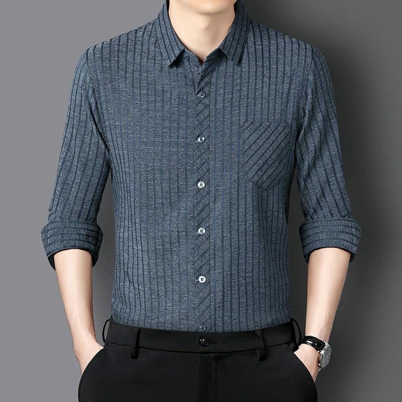 Chemise homme ample rayée anti-transpiration à manches longues - 7
