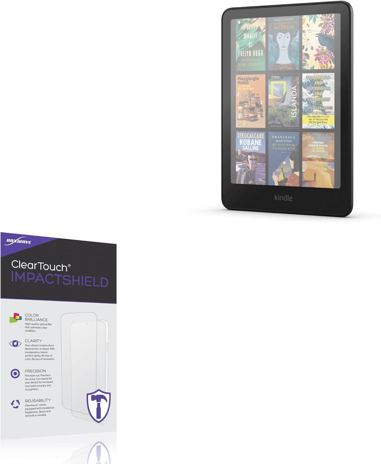 BoxWave Screen Protector Compatible with Amazon Kindle Colorsoft - ClearTouch ImpactShield (2-Pack), Impenetrable Screen Protector Flexible Film