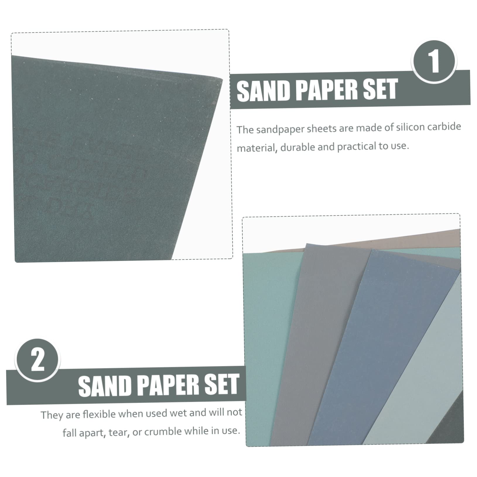 Cabilock 5 Ensembles Papier Abrasif À L'eau Papier De Verre Fin Patins De Ponçage Sable Humide Ultra Sec En Bois De Bois Papier De Verre Pour Carbure De Silicium 6 Feuilles*5