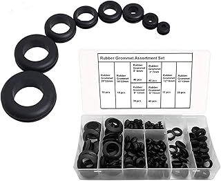 homeemoh 200 Pieces Rubber Grommet Hole O Ring Gasket Rubber Eyelet Ring Assortment Set for Wire, Plug and Cable - 3/5/6/8/10/12/16/20mm