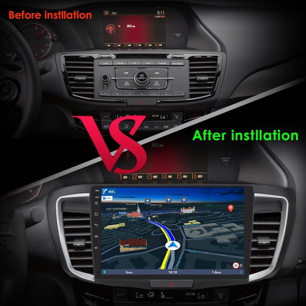 CarPlay Android Auto Navigation Stereo GPS Radio Display 10" 1280 * 720 IPS Touchscreen Headunit Tablet Media Player for Honda Accord 2013-2016 2.0L/2.4L(Original Reverse Camera), Quad Core 2G+32G