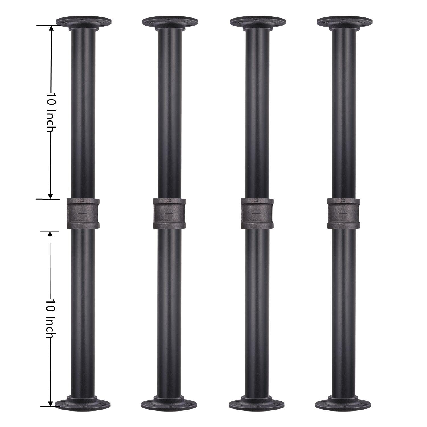 MUZIK 4 Pack Industrial Pipe Table Leg Set, Iron Base Legs for Coffee & End Tables, Desks, Nightstand - Custom Vintage Tables and Furniture Decorations (22 ?ù 1 inch)