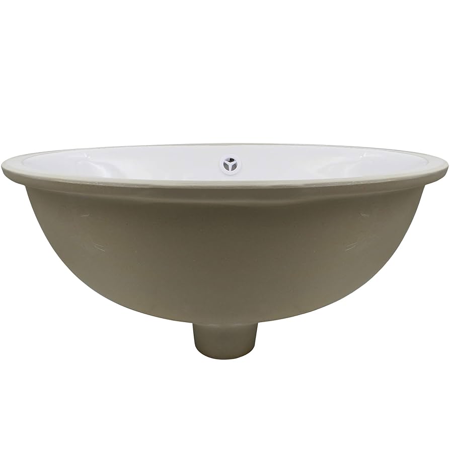 Oval Undermount White Porcleain Sink with Overflow, 19.5 x