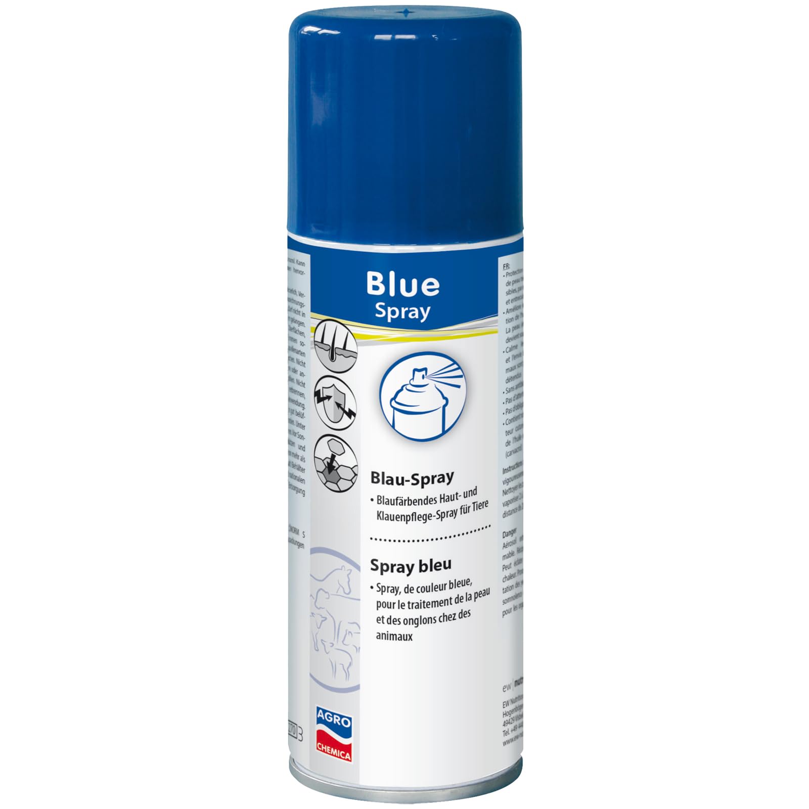 Kerbl Agrochemica Blue Spray | Pack Double | 2 x 200 ML | Protection et Soin pour Les Zones de Peau sensibles et très sollicitées chez Les Animaux | pour Les Points de Pression sur Les articulations