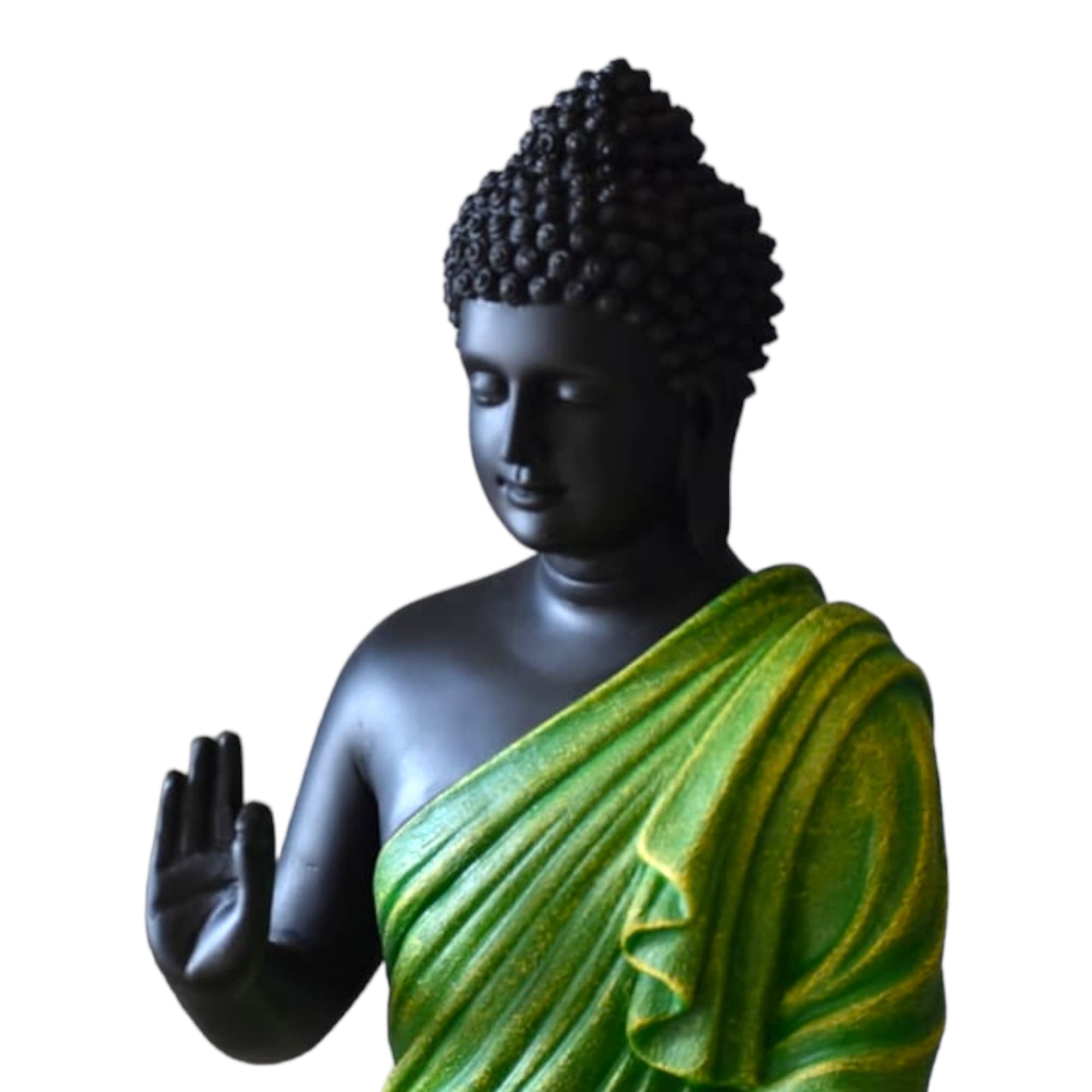 Beautiful Sitting Buddha Idol Statue For Home & Garden Living Room | Healing Spirit Blessing Buddha Statue - 15 Inch Size (Article 9) - Premium Product, Multicolor, Idol