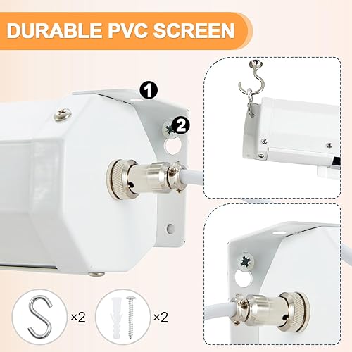Miniatura 5 de YODOLLA Pantalla de proyector de 72 pulgadas motorizada 169, 4K HD, retráctil, pantallas de proyección retráctiles eléctricas automáticas para techo